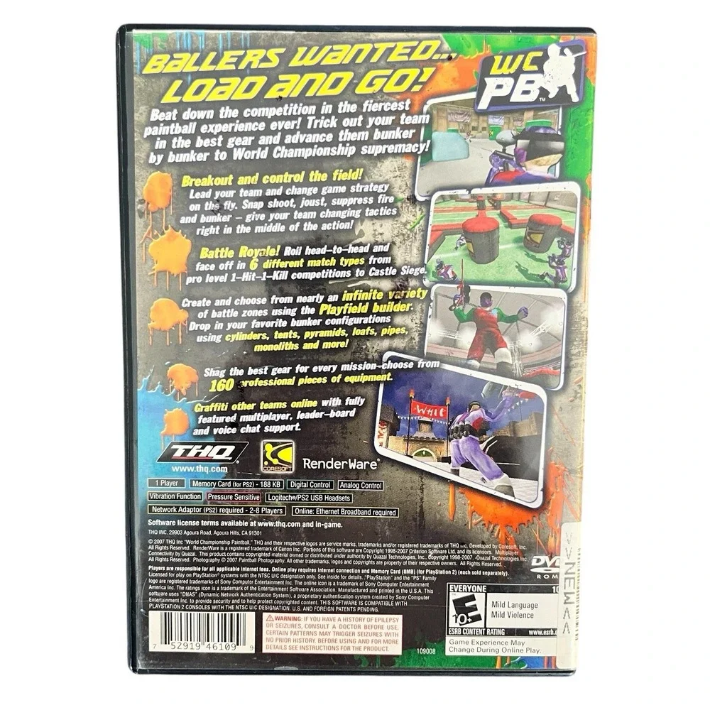 World Championship Paintball PlayStation 2 PS2 Disc Manual Case Tested Working